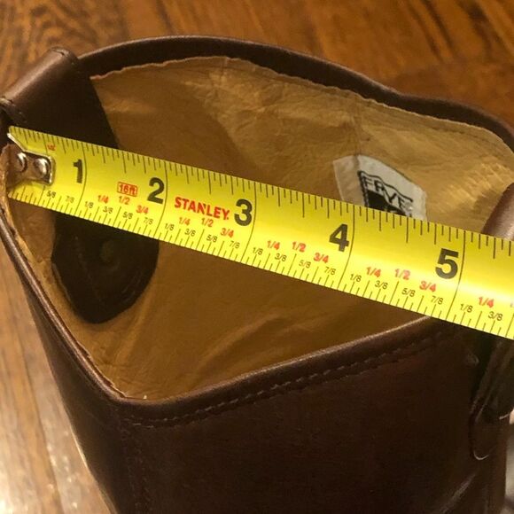 FRYE Brown Leather Mid Calf Campus Smooth Shaft Western Boots Low Heel Size 9 - Picture 14 of 16